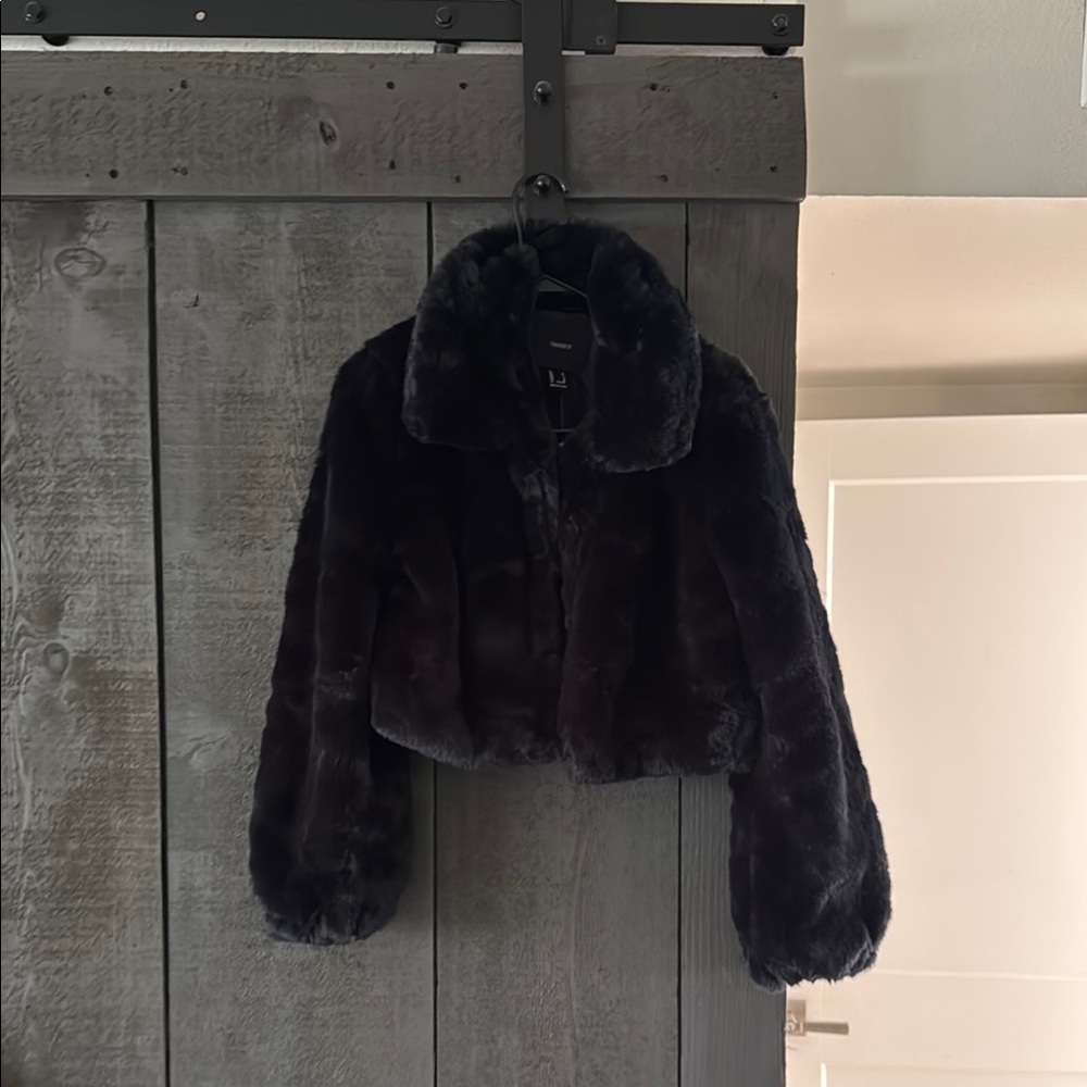 Forever21 Luxurious Black Faux Fur Jacket